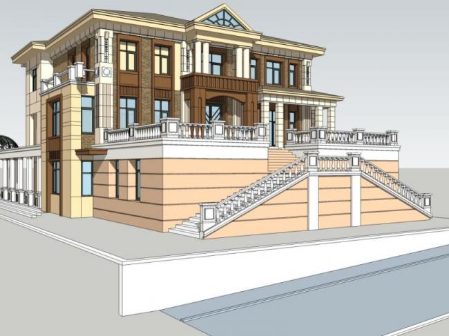 Sketchup别墅模型|叠拼别墅，现代风格