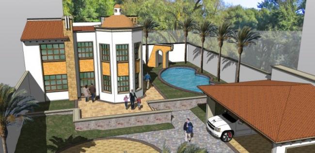 Sketchup别墅模型|独栋别墅，古典风格