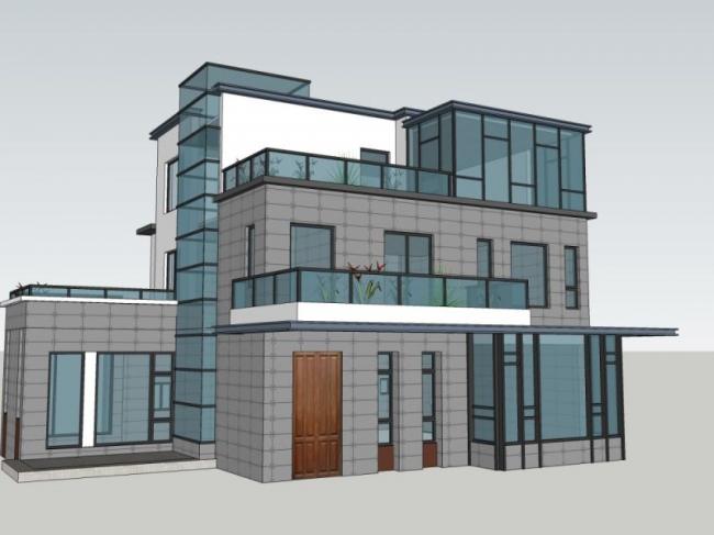 Sketchup别墅模型|独栋别墅，现代风格