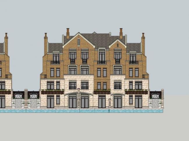 Sketchup别墅模型|联排别墅，英式风格