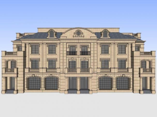 Sketchup别墅模型|叠拼别墅，古典风格