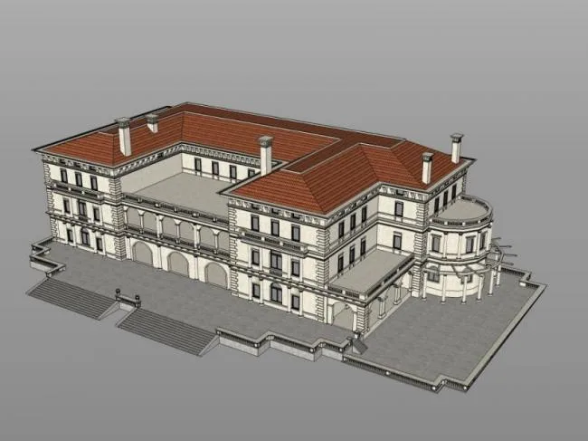 Sketchup别墅模型|叠拼别墅，古典风格