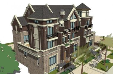 Sketchup别墅模型|联排别墅，现代风格-BIM建筑网
