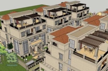 Sketchup别墅模型|联排别墅，现代风格-BIM建筑网
