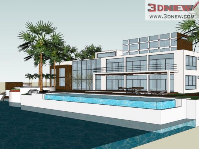 Sketchup别墅模型|独栋别墅，现代风格