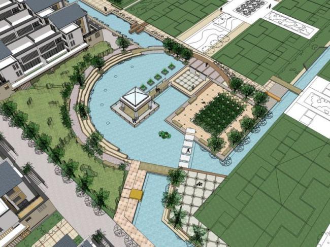 Sketchup别墅模型|别墅群，现代中式风格