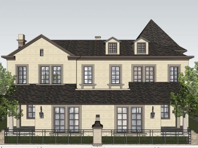Sketchup别墅模型|双拼别墅，法式风格