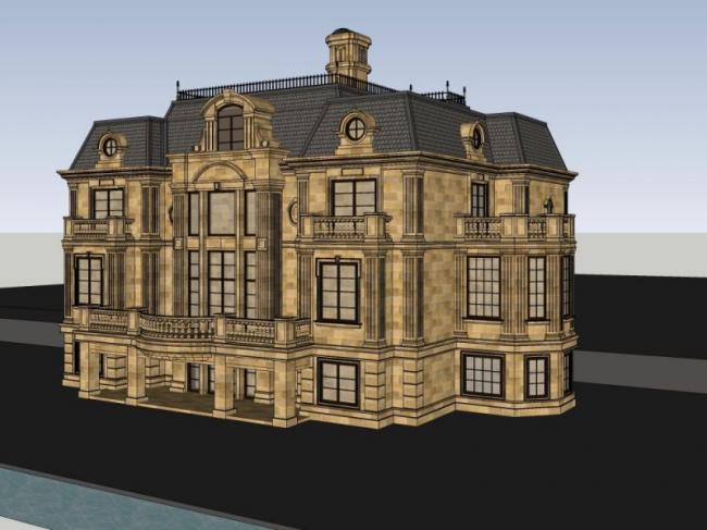 Sketchup别墅模型|独栋别墅，会所，法式风格