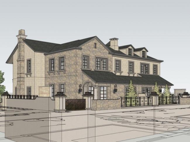 Sketchup别墅模型|双拼别墅，现代风格