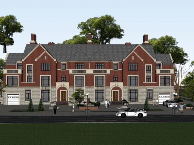 Sketchup别墅模型|联排别墅，现代风格