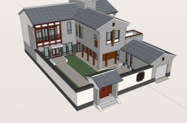 Sketchup别墅模型|独栋别墅，中式风格-BIM建筑网