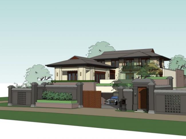 Sketchup别墅模型|叠拼别墅，现代风格