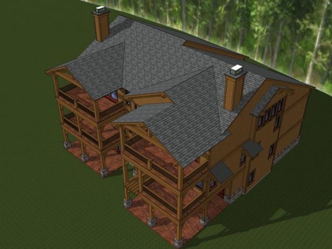 Sketchup别墅模型|双拼别墅，现代风格