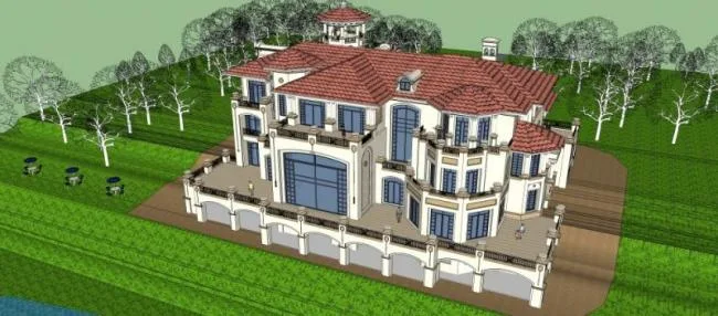 Sketchup别墅模型|独栋别墅，现代风格