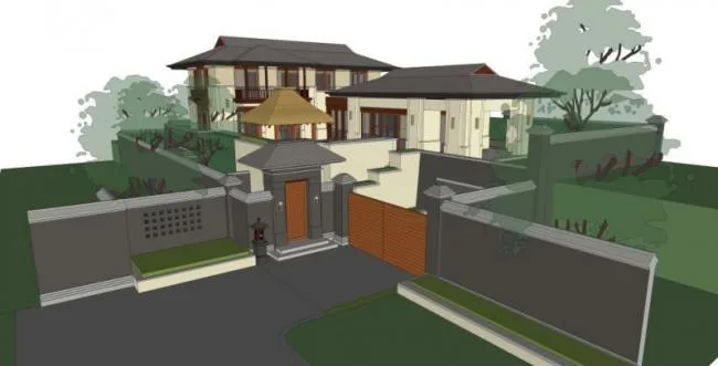 Sketchup别墅模型|叠拼别墅，现代风格