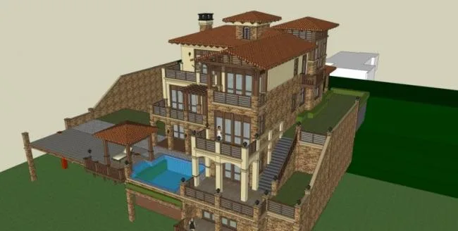 Sketchup别墅模型|叠拼别墅，欧式风格