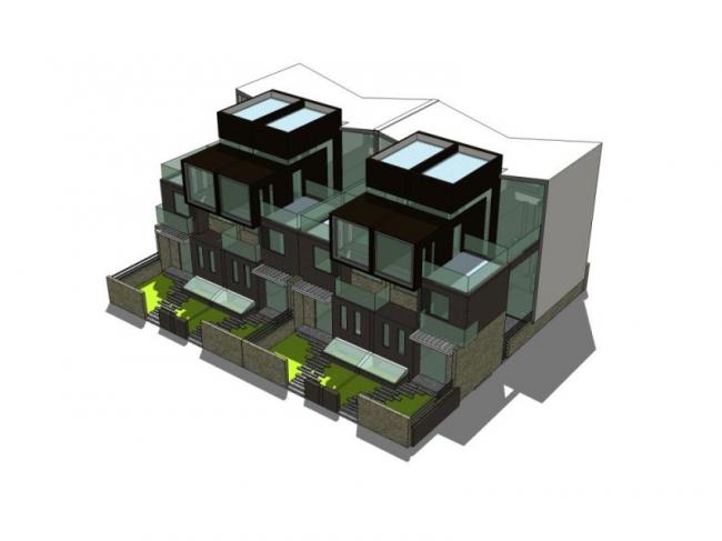 Sketchup别墅模型|双拼别墅，现代风格