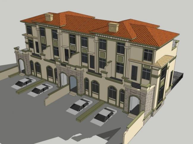 Sketchup别墅模型|联排别墅，现代风格