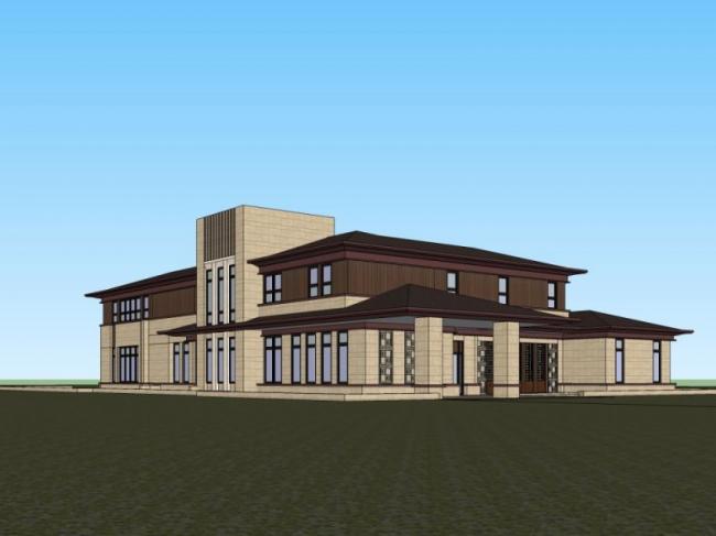 Sketchup别墅模型|独栋别墅，现代中式风格