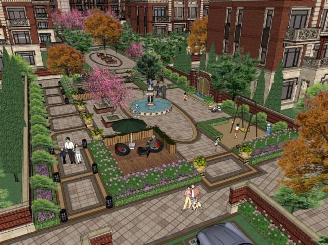 Sketchup别墅模型|别墅群，英式风格