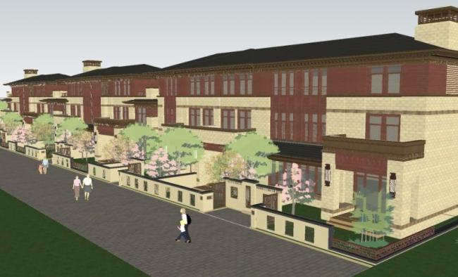 Sketchup别墅模型|联排别墅，新中式风格