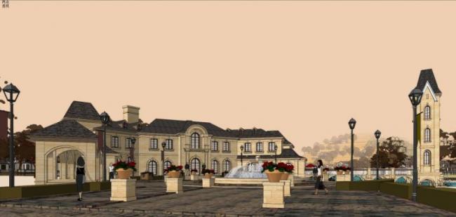 Sketchup别墅模型|独栋别墅群，现代风格