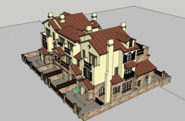 Sketchup别墅模型|联排别墅，古典风格-BIM建筑网