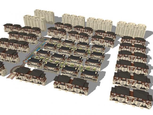 Sketchup别墅模型|别墅群，古典风格