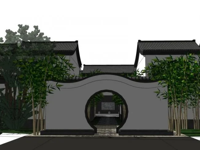 Sketchup别墅模型|别墅住宅群，中式风格