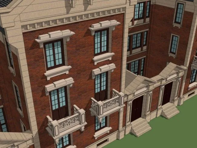 Sketchup别墅模型|联排别墅，欧式古典风格