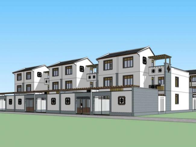 Sketchup别墅模型|别墅群，中式风格