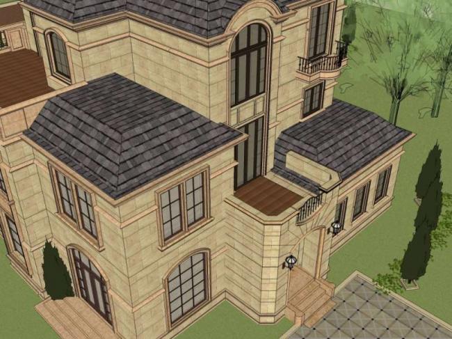 Sketchup别墅模型|独栋别墅，法式古典风格