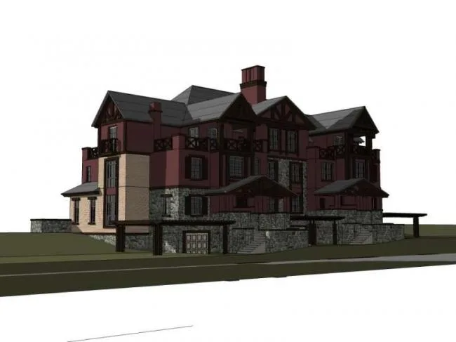 Sketchup别墅模型|双拼别墅，欧式古典风格