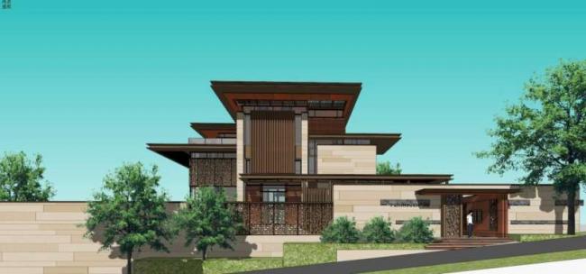 Sketchup别墅模型|独栋别墅，现代中式风格