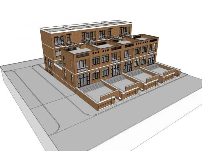 Sketchup别墅模型|联排别墅，古典风格