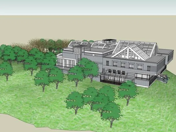 Sketchup别墅模型|山地独栋别墅，现代风格