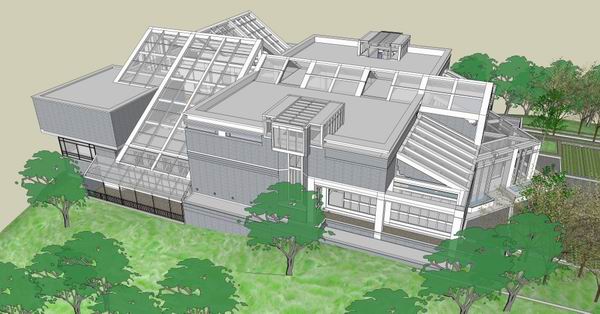 Sketchup别墅模型|山地独栋别墅，现代风格