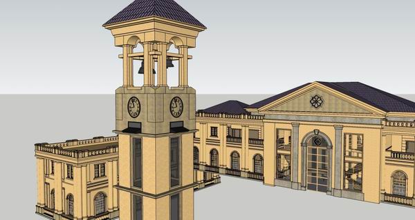 Sketchup别墅模型|联排别墅，欧式风格