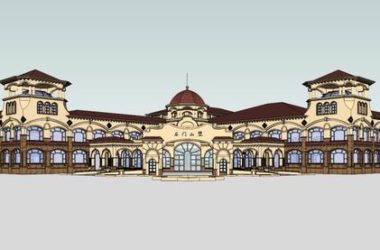 Sketchup别墅模型|别墅，接待中心，西班牙古典风格-BIM建筑网