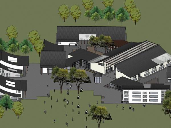 Sketchup别墅模型|半山度假别墅，中式古典风格