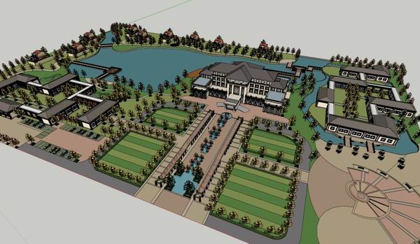 Sketchup别墅模型|独栋别墅，商业，古典风格