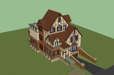 Sketchup别墅模型|叠拼别墅，古典风格-BIM建筑网