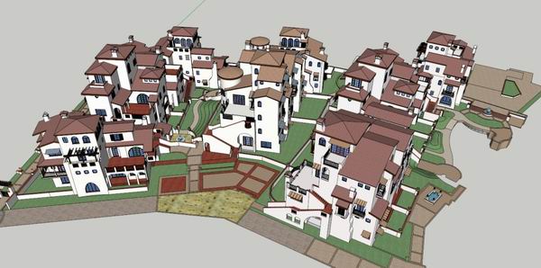 Sketchup别墅模型|别墅群，西班牙古典风格
