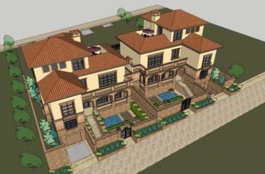 Sketchup别墅模型|双拼别墅，古典风格-BIM建筑网