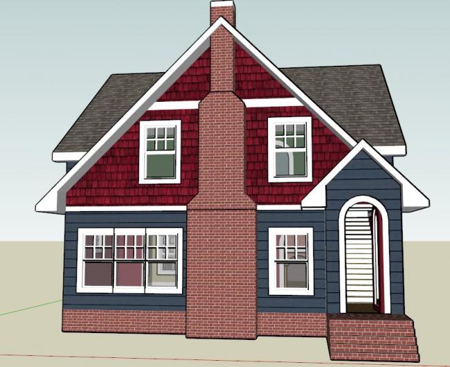 Sketchup别墅模型|独栋坡顶别墅，古典风格