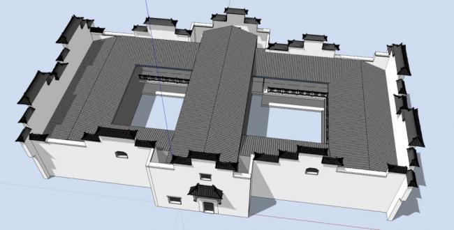 Sketchup别墅模型|徽派民居别墅，古典风格