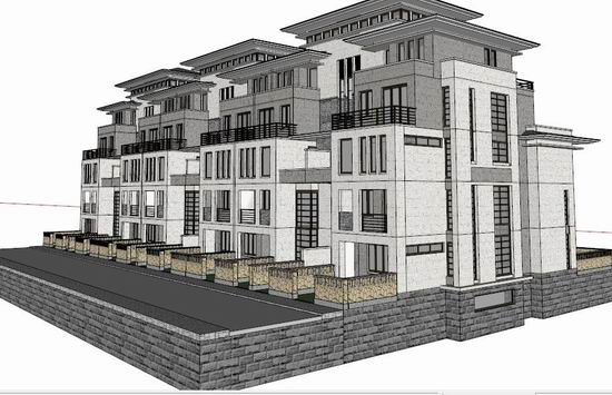 Sketchup别墅模型|叠拼双拼别墅，古典风格