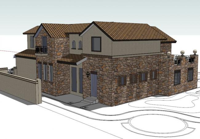 Sketchup别墅模型|独栋别墅，古典风格