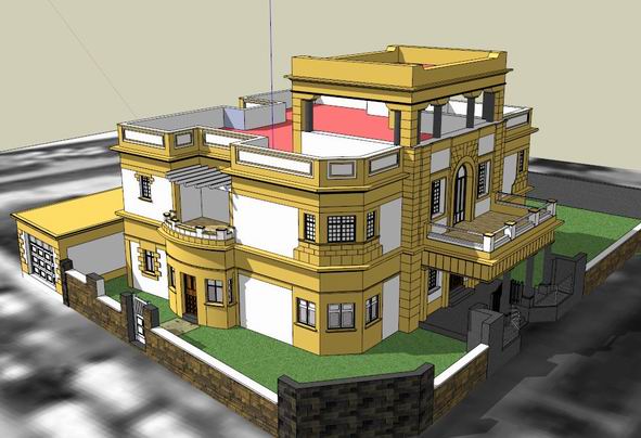 Sketchup别墅模型|独栋别墅，现代风格