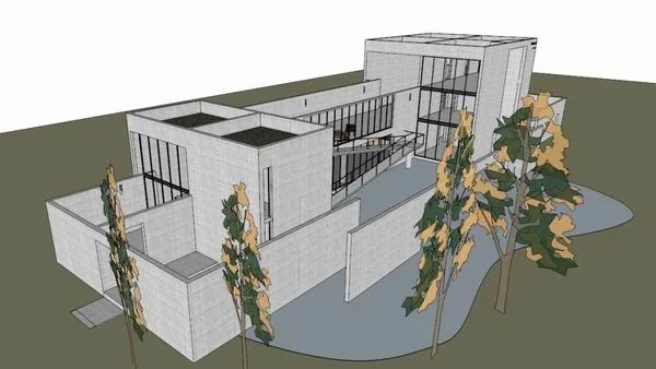 Sketchup别墅模型|安腾忠雄·芝加哥住宅，别墅，现代风格